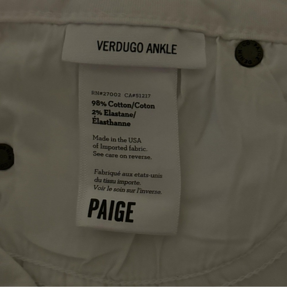 EUC PAIGE Verdugo Ankle Skinny Style DNM656 Optic White Size 6 - Picture 12 of 14